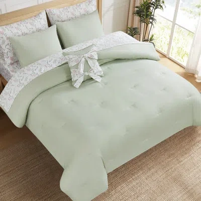 Jessica Simpson Felicity Sage Floral Bed-in-a-bag Comforter Set In Sage Green