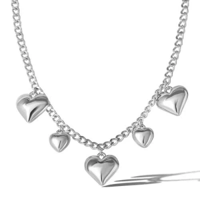 Jessica Simpson Five Heart Necklace In Silver