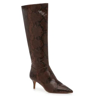 Jessica Simpson Flerran Boots Women's Brown Snake Print Kitten Heel Zap599