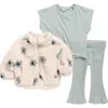 Jessica Simpson Babies'  Floral Faux Shearling Jacket, Top & Leggings Set In Neutral