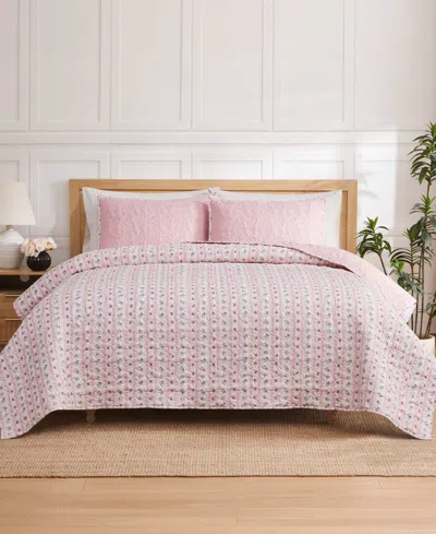 Jessica Simpson Floral Hazel Cherry Blossom 3-pc. Quilt Set, Full/queen In Pink