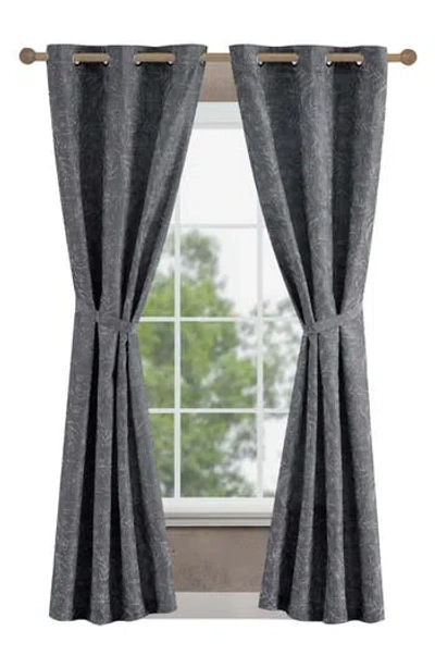Jessica Simpson Floral Paisley Jacquard Blackout Curtain Set In Grey