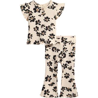 Jessica Simpson Babies'  Floral Stretch Rib T-shirt & Flared Leggings Set In Pink