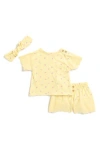 Jessica Simpson Floral T-shirt, Shorts, & Headband Set In Yellow