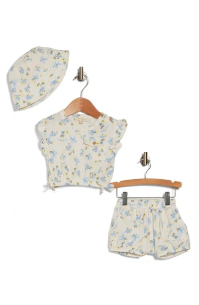 Jessica Simpson Babies' Floral Top, Shorts & Bucket Hat Set In White