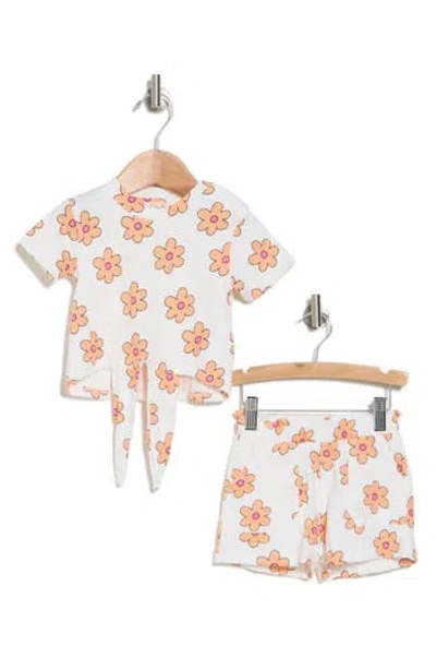 Jessica Simpson Flower Knot Front Shirt & Shorts Set In Apricot