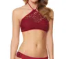 Jessica Simpson Flower Power Crochet High Neck Halter Bikini Top In Spice In White