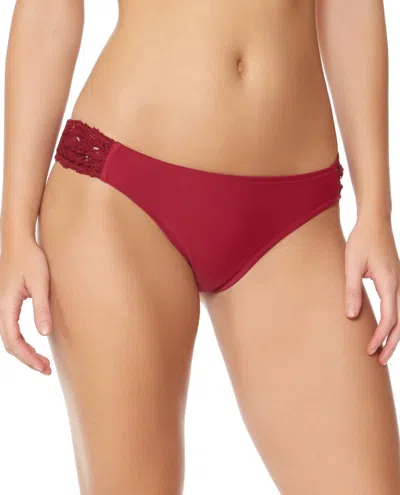 Jessica Simpson Flower Power Crochet Side Shirred Hipster Bikini Bottom In Spice In Multi