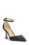 Jessica Simpson Foxena Pump Women 10 Black Leather Ankle Strap Spool Heel Zogg84 In Black