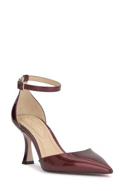 Jessica Simpson Foxena Ankle Strap Pointed Toe Pump In Oxblood
