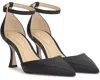 Jessica Simpson Foxena Pump Women 10 Black Leather Ankle Strap Spool Heel Zogg84