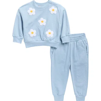 Jessica Simpson Babies'  French Terry Flowers Sweatshirt & Joggers Set In Blue