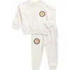 Jessica Simpson French Terry Flowers Sweatshirt & Joggers Set In White