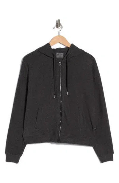 Jessica Simpson Full Zip Double Soft Hooded Sweatshirt In Black