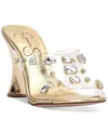 JESSICA SIMPSON GANISA CRYSTAL EMBELLISHED VINYL WEDGE SANDALS