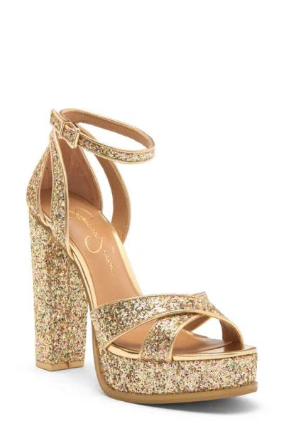 Jessica Simpson Gavynne Sequin Platform Sandal In Party Gold