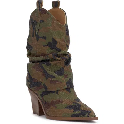 Jessica Simpson Gemorra Pointed Toe Bootie In Forest Camo Rhinestone