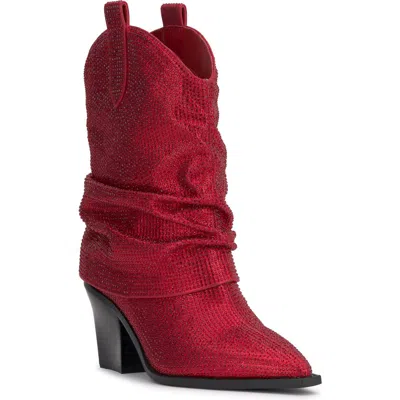 Jessica Simpson Gemorra Pointed Toe Bootie In Red Muse Rhinestone