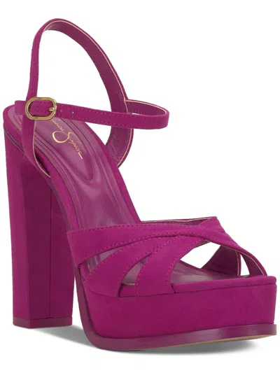 Jessica Simpson Giddings Womens Buckle Platform Sandals In Purple
