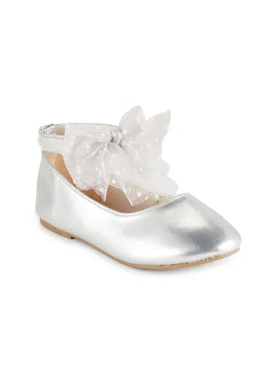 Jessica Simpson Kids' Girl's Mesh Metallic Mary Janes In Silver