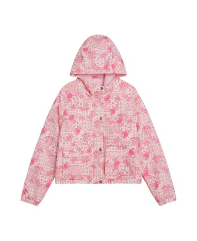 Jessica Simpson Girls 4-6x Bandana Printed Midweight Fleece Lined Jacket In Pink