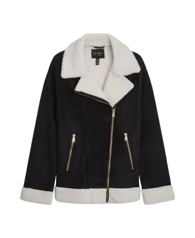 Jessica Simpson Girls 4-6x Fashion Faux Suede Moto Jacket In Black