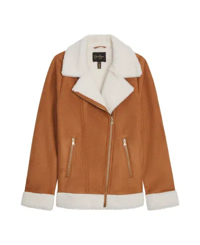 Jessica Simpson Girls 4-6x Fashion Faux Suede Moto Jacket In Khaki