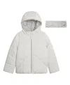 Jessica Simpson Girls 7-16 Reflective Shine Fashion Puffer Jacket In Cream
