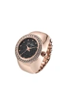 Jessica Simpson Glitter Crystal Bezel Ring Watch, 19mm In Pink
