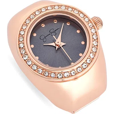 Jessica Simpson Glitter Ring Watch In Rose