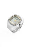 Jessica Simpson Glitter Ring Watch In Silver