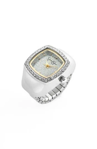 Jessica Simpson Glitter Ring Watch In Silver