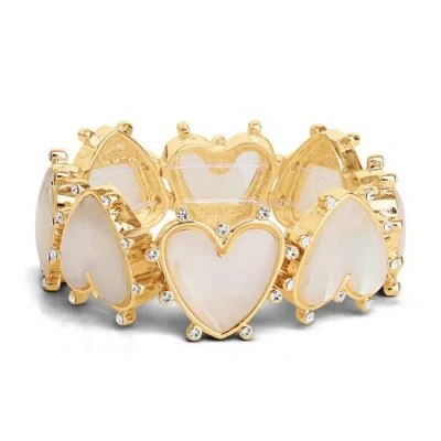 Jessica Simpson Gold-tone Heart Bracelet With Rhinestone Embellishments In Multi