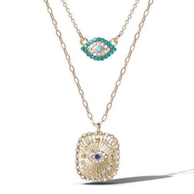 Jessica Simpson Gold-tone Layered Evil Eye Pendant Necklace Set
