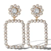 Jessica Simpson Gold-tone Pave Rectangle Drop Earrings In Metallic