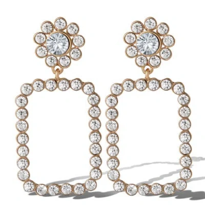 Jessica Simpson Gold-tone Pave Rectangle Drop Earrings