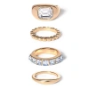 Jessica Simpson Gold-tone Ring Set Of 4 With Rhinestones In Gold