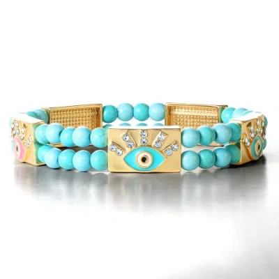 Jessica Simpson Gold-tone Evil Eye Bracelet In Multi