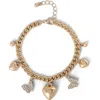 Jessica Simpson Heart & Butterfly Gold-tone Bracelet In Gold