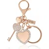 Jessica Simpson Heart & Key Charm Rhinestone Keychain