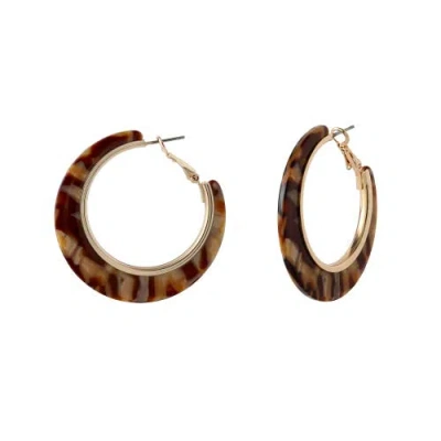Jessica Simpson Hoop Earrings For Women Gold-tone, Earth-toned Hoops In Brown
