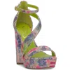 Jessica Simpson Iley Womens Faux Leather Ankle Strap Platform Sandals In Multi