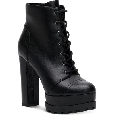 Jessica Simpson Imala Womens Faux Leather Ankle Combat & Lace-up Boots In Black