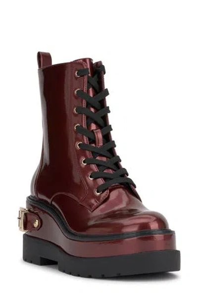 Jessica Simpson Imelda Lace-up Platform Moto Bootie In Burgundy