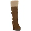 Jessica Simpson Imerald Faux Shearling Knee High Platform Boot In Brown