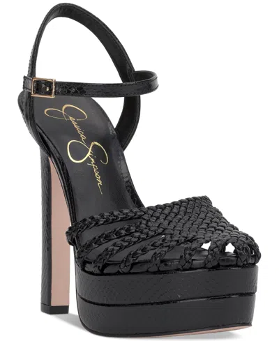Jessica Simpson Inaia Woven Platform Dress Sandals In Black