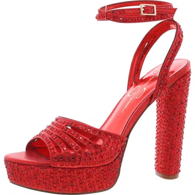 Jessica Simpson Iralin Womens Rhinestone Manmade Block Heels