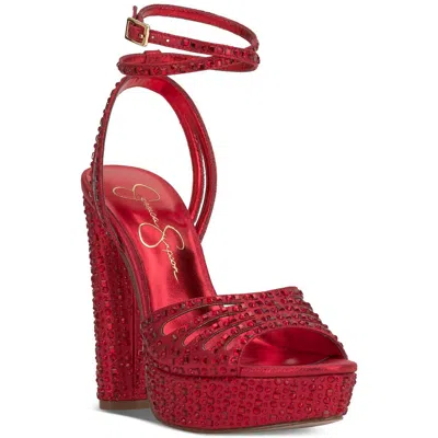 Jessica Simpson Iralin Womens Rhinestone Manmade Block Heels In Multi