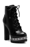 Jessica Simpson Irella Platform Combat Boot In Black Leather