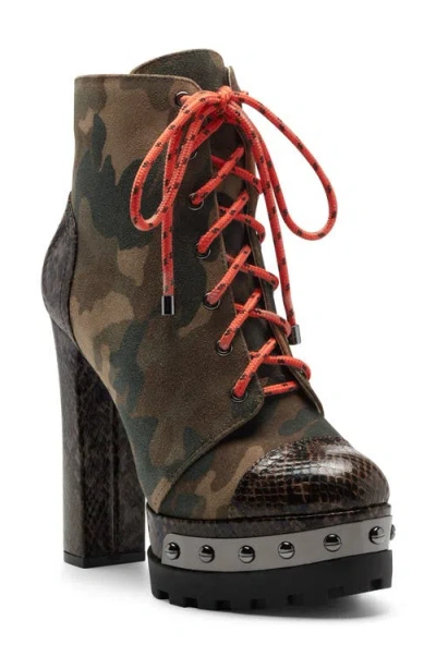 Jessica Simpson Irella Platform Combat Boot In Brown Combo Suede